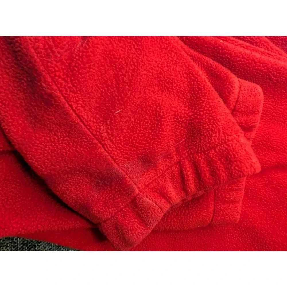 Vintage‎ LL Bean Men's Fleece Medium Jacket Outdoor Red Full-Zip Pockets Hiking